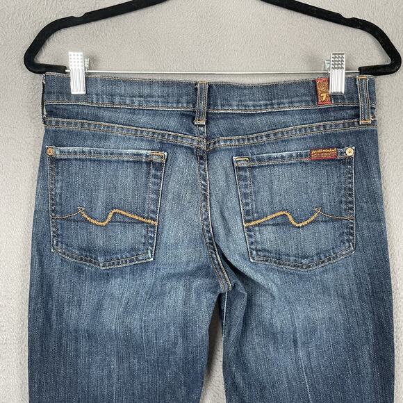 7 For All Mankind Jeans Womens 28 Blue Bootcut Stretch Denim Made USA Classic - Picture 3 of 10